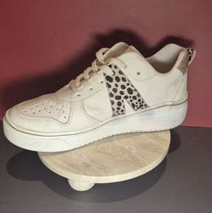 Stylish Casual Cream and Animal Print Womens Sneakers 10